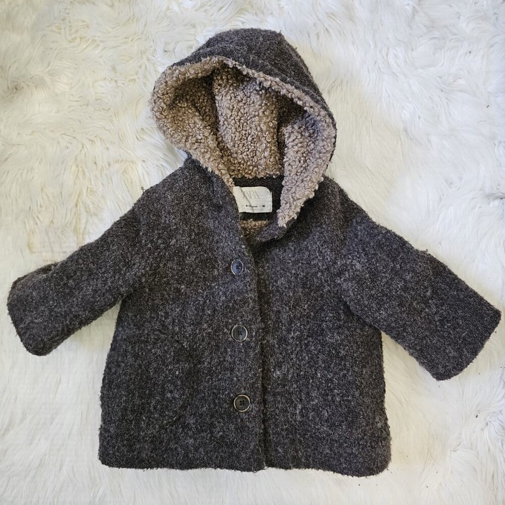 Zara Baby Fleece Jacket Coat with hood– Unisex 9-12 Months (80 cm)
